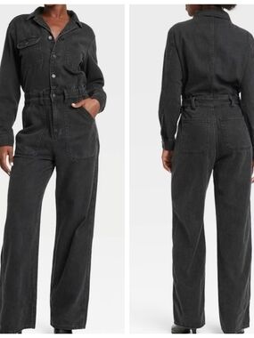 Washed Black Denim Jumpsuit Women's